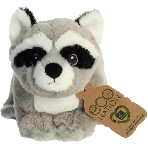 Мягкая игрушка Aurora Eco Nation Енот, 23 см, серый (200039C) - Pampik - 6