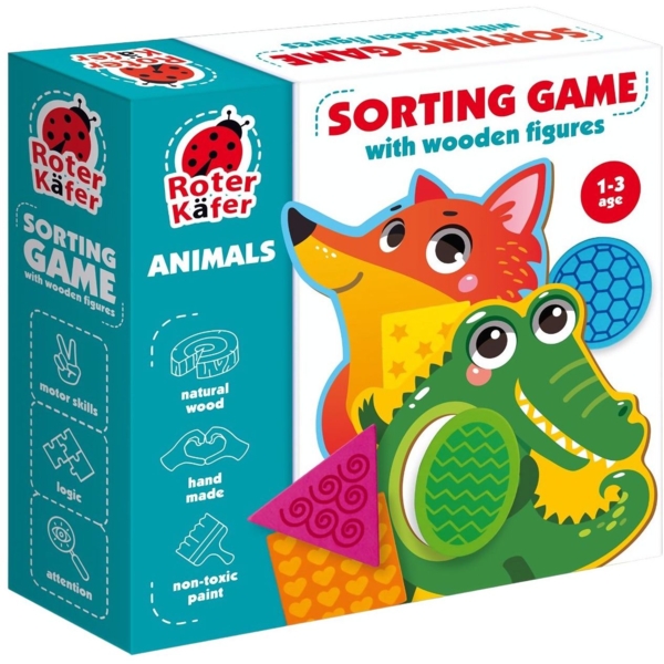 Гра-сортер Roter Kafer Звірята з дерев'яними фігурами (RW4204) - Pampik