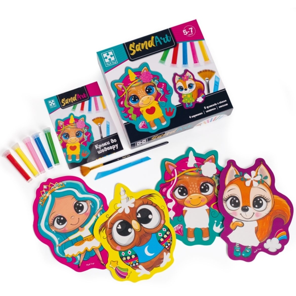 Набір для творчості Vladi Toys Sand Art "Веселі друзі" з піском, укр. мова (VT4501-01) - Pampik - 2