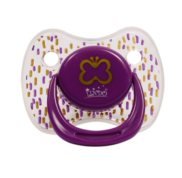 Пустышка силиконовая Lindo, круглая, 12+ мес., фиолетовый (Li401/12+ф) - Pampik