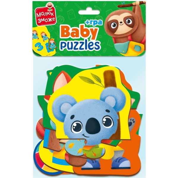 Пазли максі з грою Vladi Toys Малюк зможе "Тварини та іграшки", укр. мова, 12 елементів (VT1722-23) - Pampik - 4