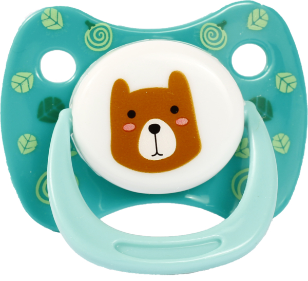 Пустушка силіконова Курносики Мишка, кругла, 18+ міс., бірюзовий (7215/18+ зел) - Pampik