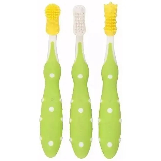 Набор первых зубных щеточек Nuby, зеленый, 3 шт. - Pampik