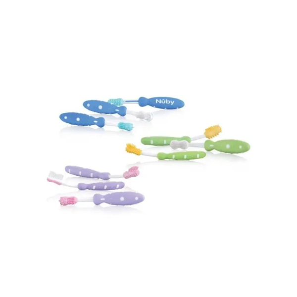 Набор первых зубных щеточек Nuby, зеленый, 3 шт. - Pampik - 6