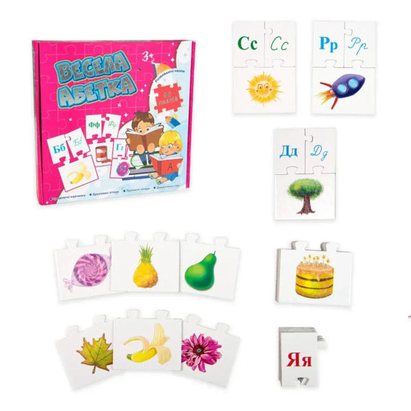 Навчальні пазли Strateg Веселий алфавіт, укр. мова, 96 елементів (525) - Pampik - 2