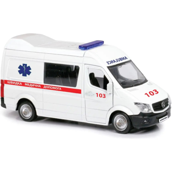 Автомодель TechnoDrive Mercedes Benz Sprinter Швидка допомога, 1:32, білий (250344U) - Pampik - 2