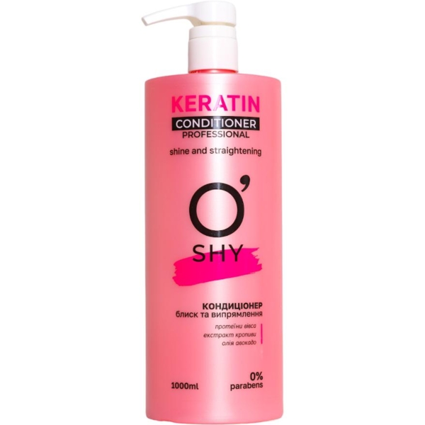 Кондиціонер для волосся O'Shy Keratin Professional, блиск та випрямлення, 1 л - Pampik