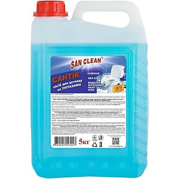 Средство моющее San Clean Сантик для ухода за унитазами, голубой, 5 л - Pampik