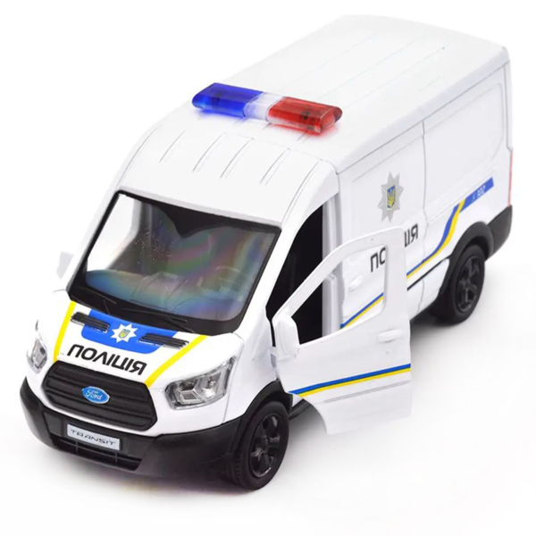 Автомодель TechnoDrive Ford Transit Van 2018 Поліція, 1:32, білий (250343U) - Pampik - 10