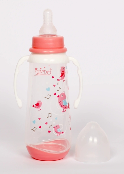 Пляшечка для годування Lindo, з ручками, 250 мл, рожевий (LI 125 рож) - Pampik - 2