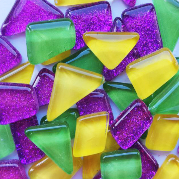 Скляна мозаїка Mosaaro Mosaic mix: green, yellow, glitter purple (MA5002) - Pampik - 2
