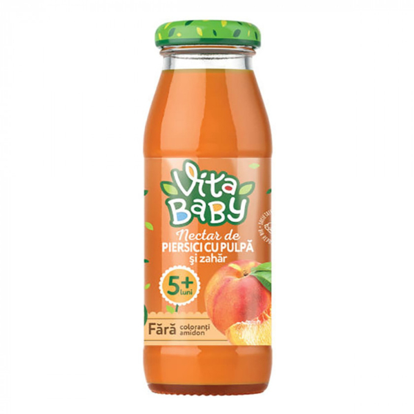 Нектар Vita Baby персиковый, с мякотью и сахаром, 175 мл - Pampik