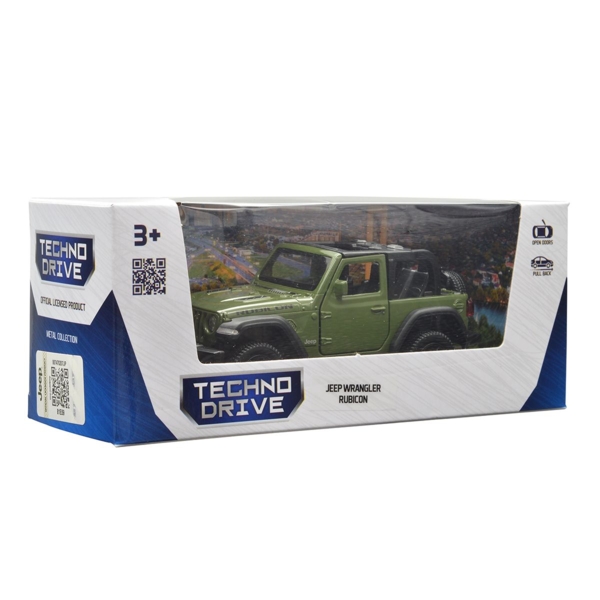 Автомодель TechnoDrive Jeep Wrangler Rubicon 2021, 1:32, зелена (250339U) - Pampik - 9