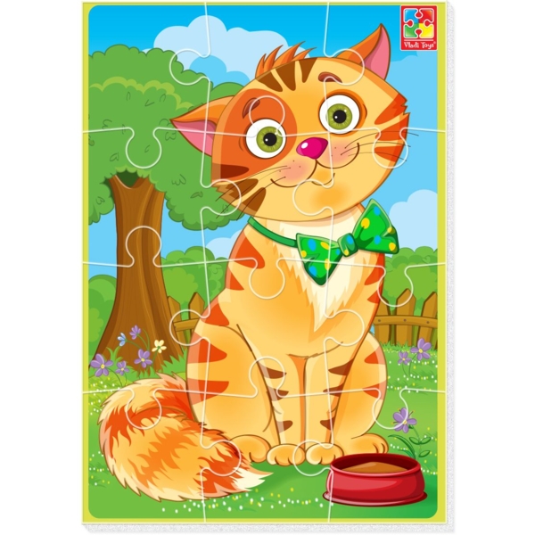 М'які пазли Vladi Toys Малюк зможе А5 "Кіт", 12 елементів (VT1103-91) - Pampik