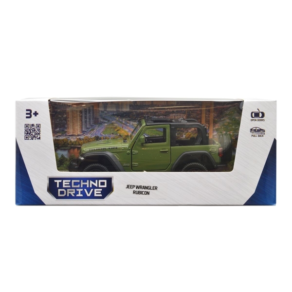 Автомодель TechnoDrive Jeep Wrangler Rubicon 2021, 1:32, зелена (250339U) - Pampik - 8