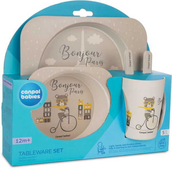 Набір посуду Canpol babies Bonjour Paris, 5 предметів, бежевий (9/227_bei) - Pampik - 6