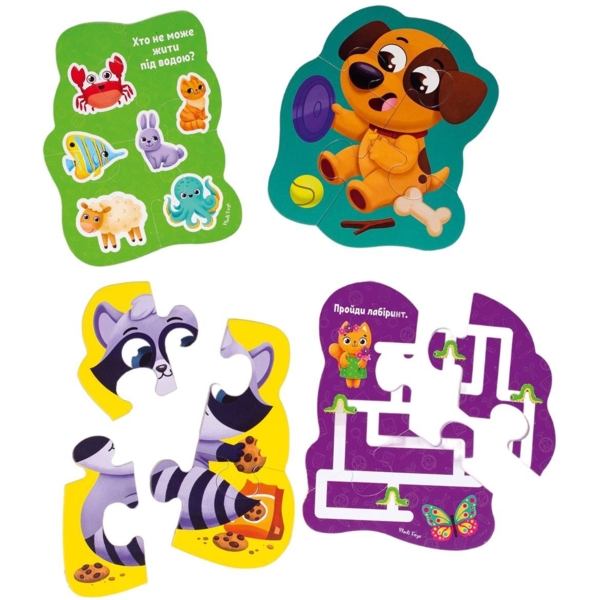 Пазлы макси с игрой Vladi Toys Малюк зможе "Домашние любимцы", 15 элементов, укр. язык (VT1722-21) - Pampik - 3