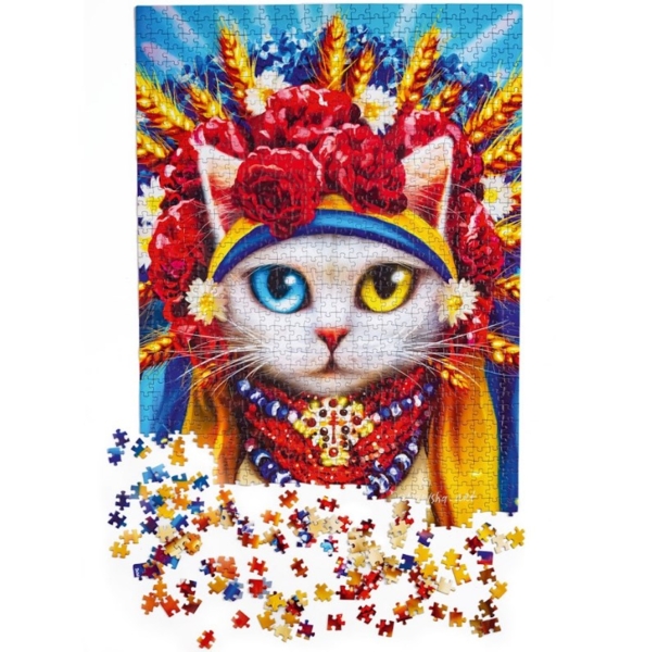 Пазли De.tail Біла кішка у вінку, 1000 елементів (DT1000-06) - Pampik - 2