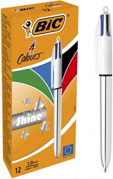 Ручка кулькова BIC 4 Colours Shine Silver, 1 мм, 4 кольори, 12 шт. (919380) - Pampik - 4