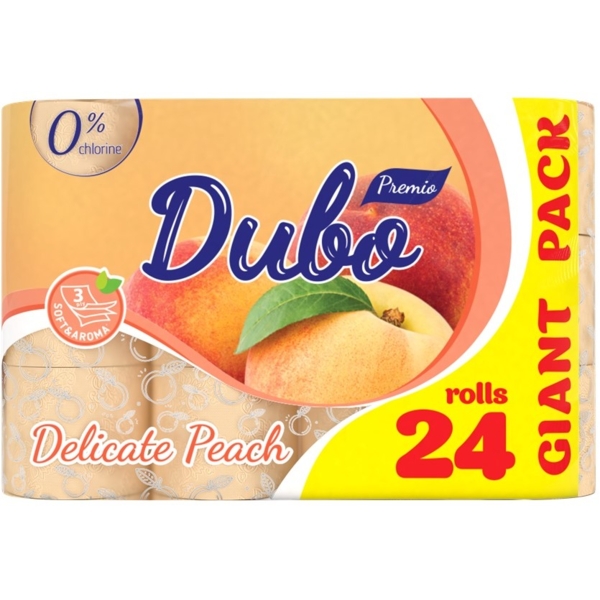 Туалетная бумага Диво Premio Delicate Peach, трехслойная, 24 рулона - Pampik