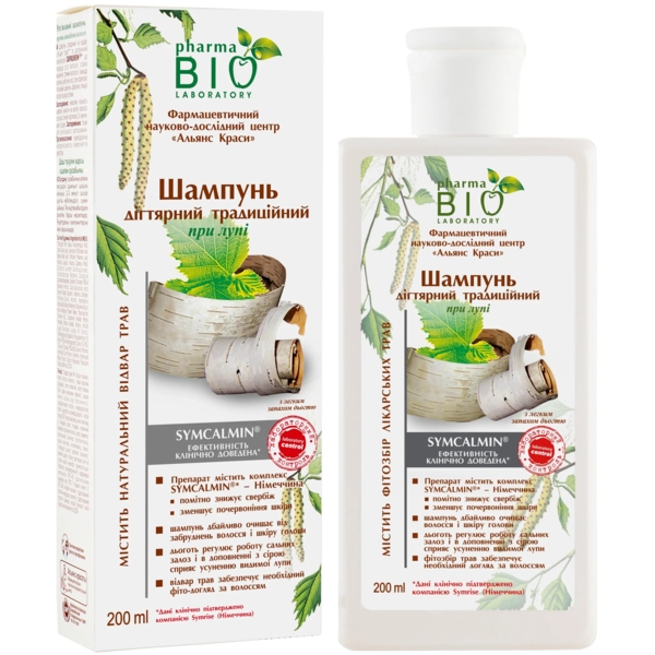 Шампунь Pharma Bio Laboratory Дігтярний традиційний при лупі, 200 мл (0069) - Pampik