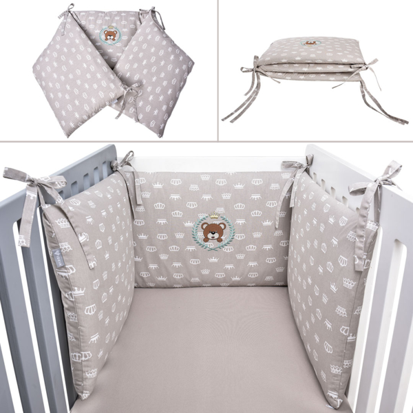 Защитный бортик в кроватку Papaella Корона, бежевый (08-13737) - Pampik - 4