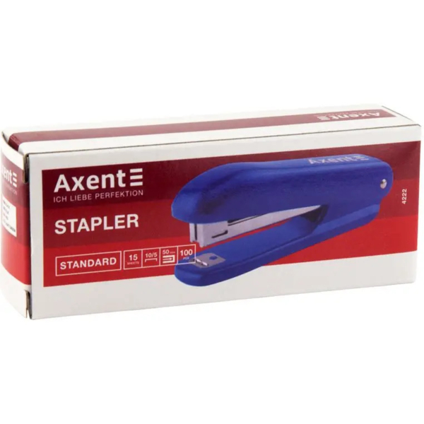 Степлер Axent Standard №10/5, 15 листів, синій (4222-02-A) - Pampik - 3