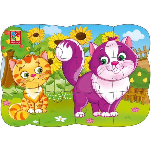Пазли на магніті Vladi Toys Котики, укр. мова, 12 елементів (VT3205-73) - Pampik