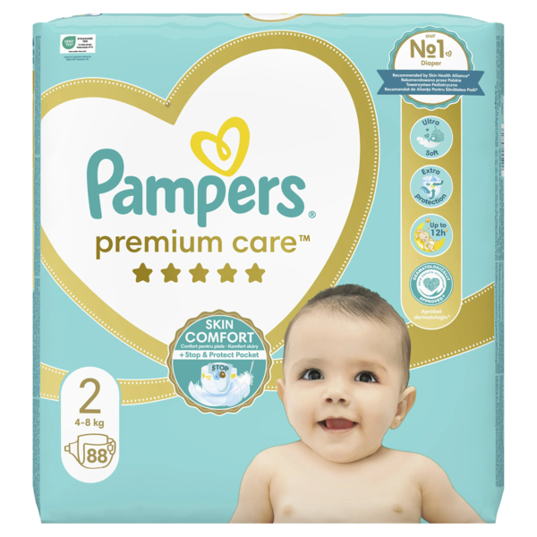Підгузки на липучках Pampers Premium Care 2 (4-8 кг), 88 шт. - Pampik - 2
