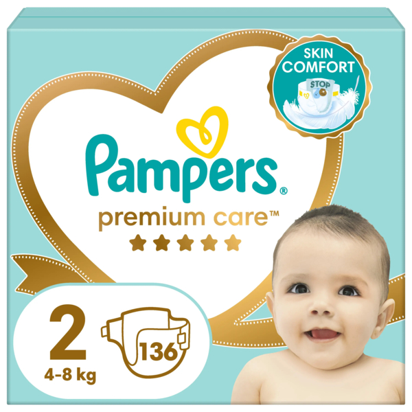 Підгузки на липучках Pampers Premium Care 2 (4-8 кг), 136 шт. - Pampik