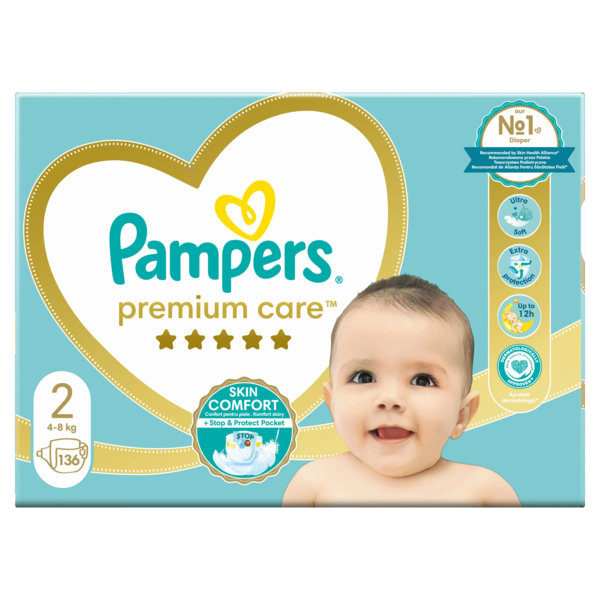 Підгузки на липучках Pampers Premium Care 2 (4-8 кг), 136 шт. - Pampik - 2