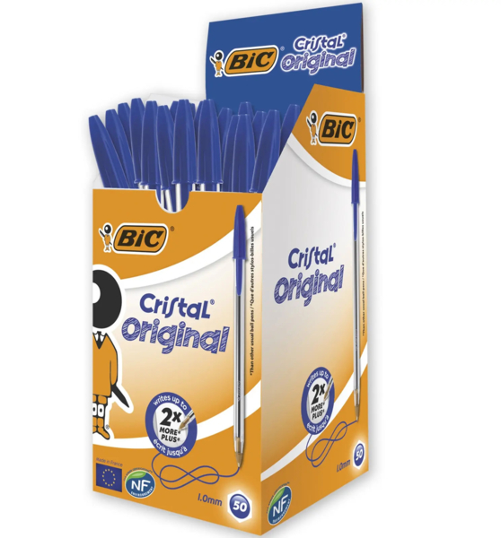 Ручка кулькова BIC Cristal Original, 0.32мм, синій, 50 шт. (847898) - Pampik