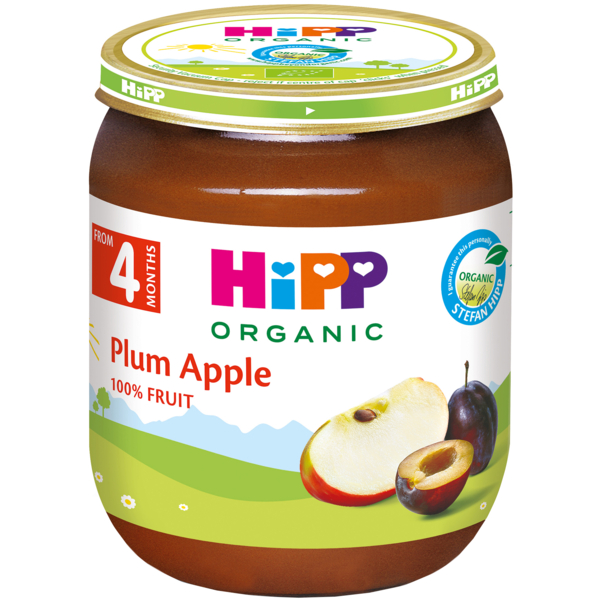 Органическое фруктовое пюре HiPP Сливы с яблоками, 125 г - Pampik - 2