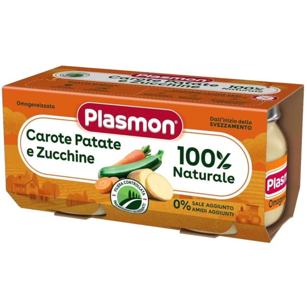 Пюре Plasmon Omogeneizzato Морковь, картофель и цукини, 160 г (2 шт. по 80 г) - Pampik