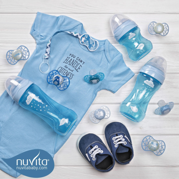 Пляшка для годування Nuvita Mimic Cool, антиколікова, 330 мл, блакитний (NV6052SKY) - Pampik - 11