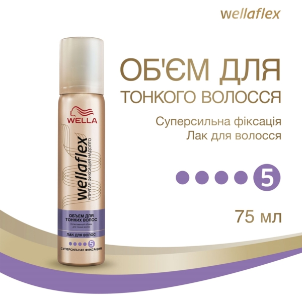 Лак для волосся Wella Wellaflex Об'єм для тонкого волосся Суперсильної фіксації, 75 мл - Pampik - 3