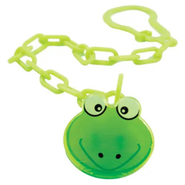 Цепочка для пустышки Lindo Жабка, с клипсой, зеленый (РК 219) - Pampik