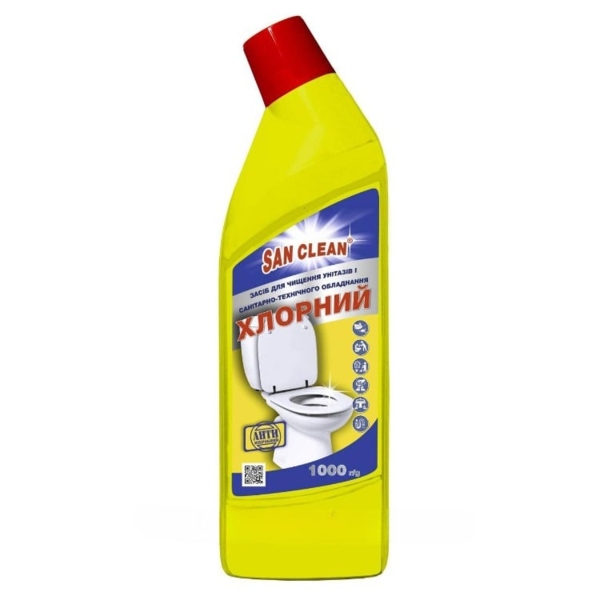 Средство для чистки унитазов San Clean хлорный, 1 л - Pampik
