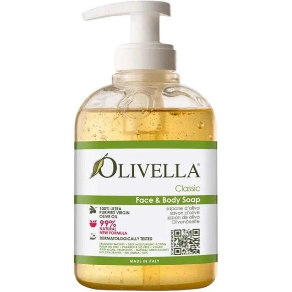 Рідке мило для обличчя та тіла Olivella на основі оливкової олії, 300 мл - Pampik