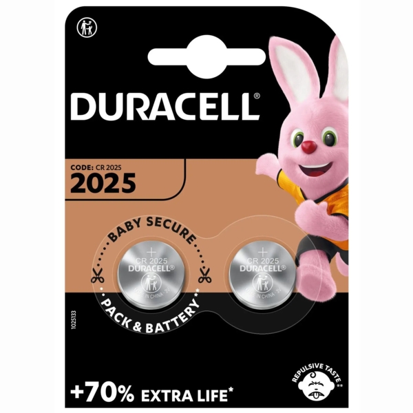 Спеціалізована літієва батарейка типу таблетка Duracell 2025 3V (DL2025/CR2025), 2 шт. (5000394045514) - Pampik