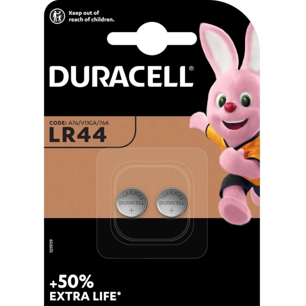 Щелочные батарейки Duracell 1.5 V LR44/V13GA/A76/76A, 2 шт. (81546864) - Pampik