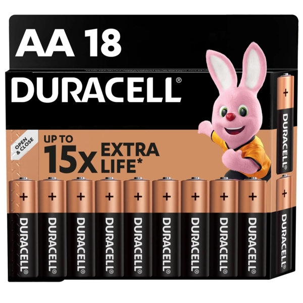 Лужні батареї пальчикові Duracell 1,5 V АA LR6/MN1500, 18 шт. (737055) - Pampik