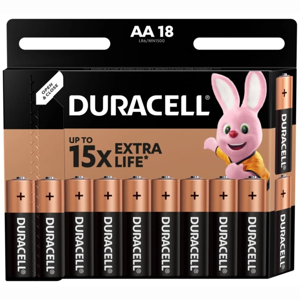 Лужні батареї пальчикові Duracell 1,5 V АA LR6/MN1500, 18 шт. (737055) - Pampik - 2