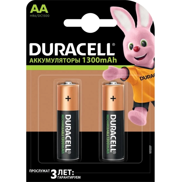 Аккумуляторы Duracell Rechargeable AA 1300 mAh HR6/DC1500, 2 шт. (736720) - Pampik