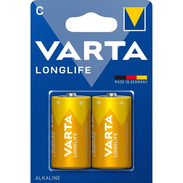 Батарейки Varta Longlife C Bli Alkaline, 2 шт. (4114101412) - Pampik