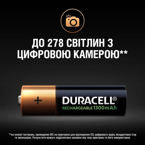 Аккумуляторы Duracell Rechargeable AA 1300 mAh HR6/DC1500, 2 шт. (736720) - Pampik - 8