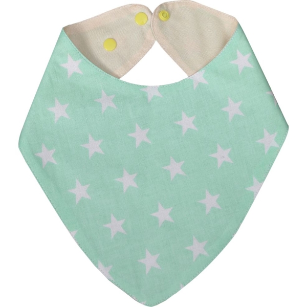 Непромокаемый слюнявчик-бандана Еко Пупс Eco Cotton Звездочки, ментоловый, 30х21 см (BEC-011) - Pampik