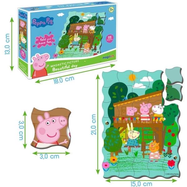 Набір магнітів Magdum Свинка Пеппа Магнітна картина Чудовий день, 35 шт (МЕ 5031-07) - Pampik - 4