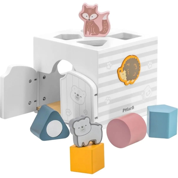 Дерев'яний сортер з брязкальцями Viga Toys PolarB Будиночок для звірят (44052) - Pampik - 2