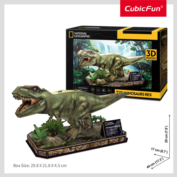 Трехмерная головоломка-конструктор CubicFun National Geographic Dino Тиранозавр Рекс, 52 эл. (DS1051h) - Pampik - 7
